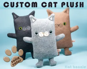 Custom Cat stuffed animal - Plush clone of your kitty - Single-Color