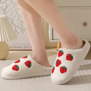Cute & Comfy Strawberry Pattern Cozy Slippers
