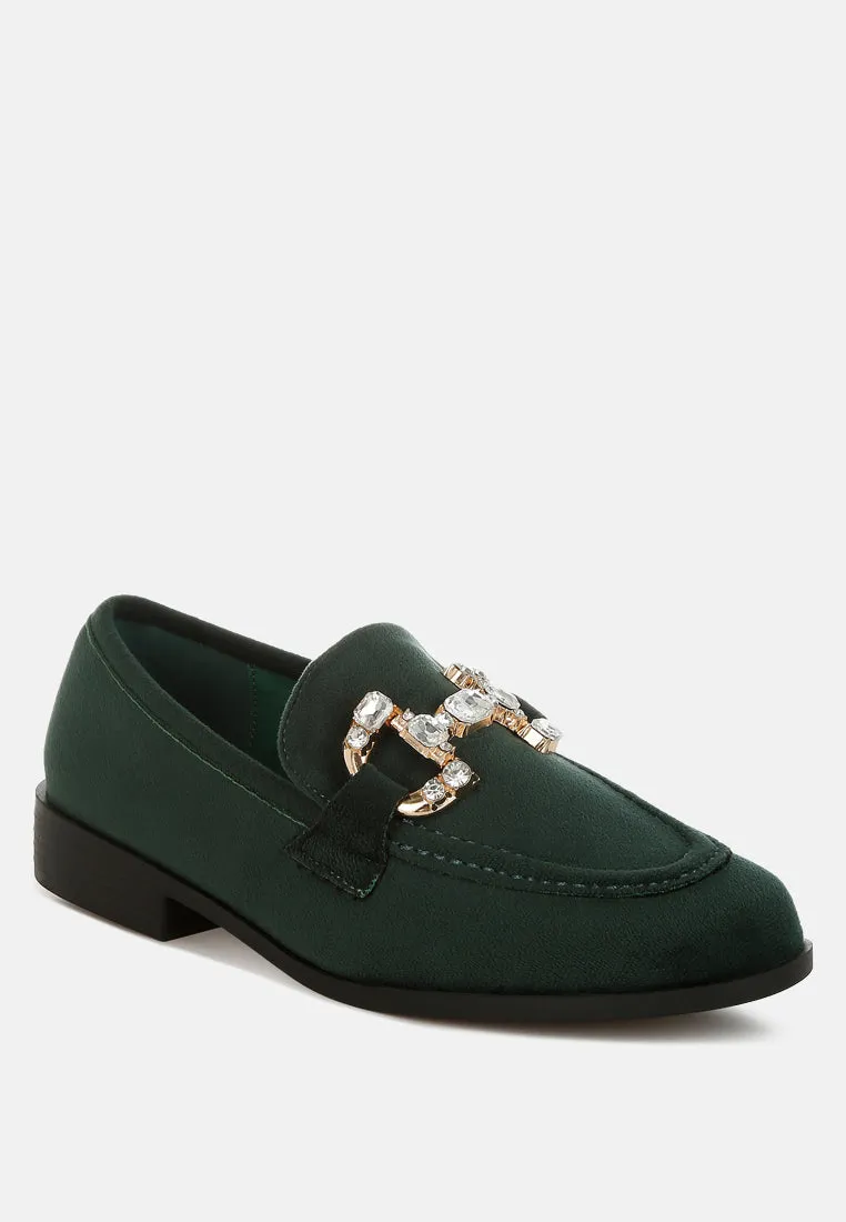 Diamante Embellished Horsebit Loafers By RAG