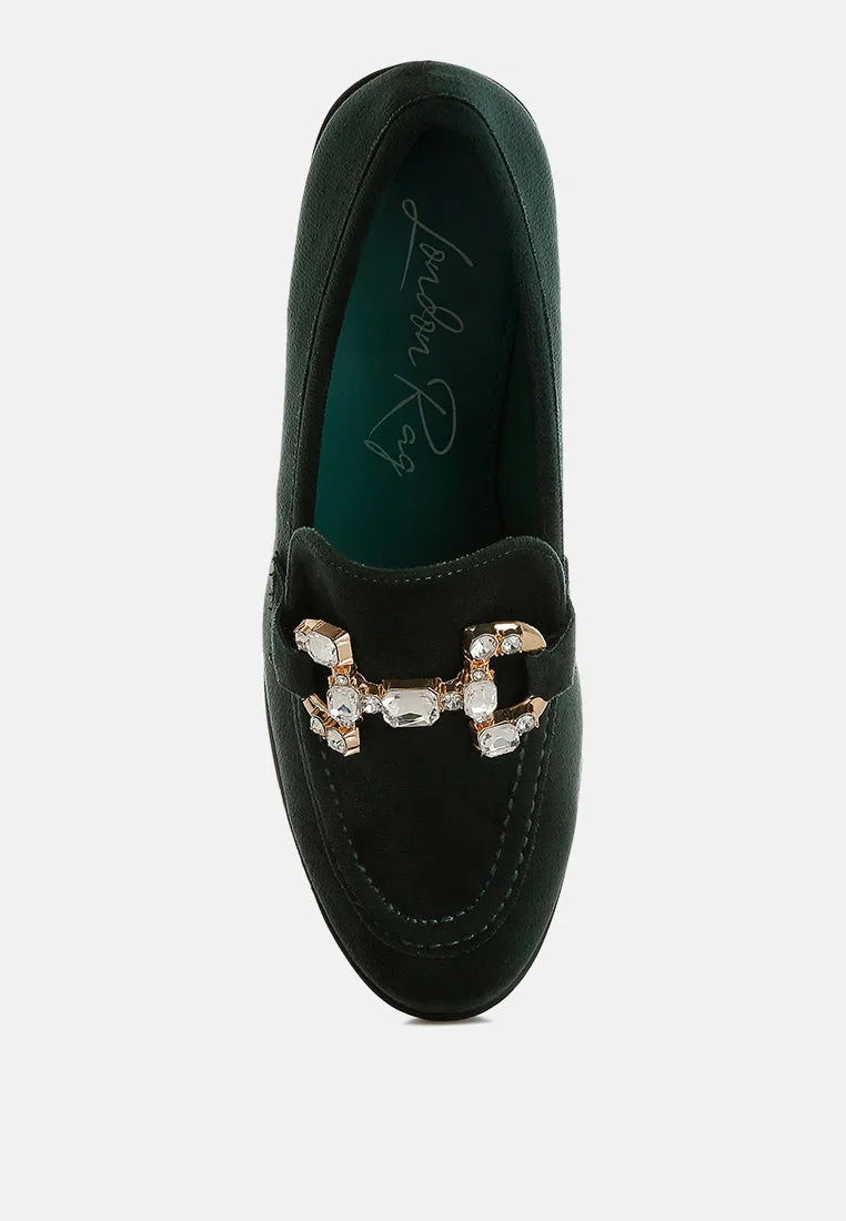 Diamante Embellished Horsebit Loafers By RAG