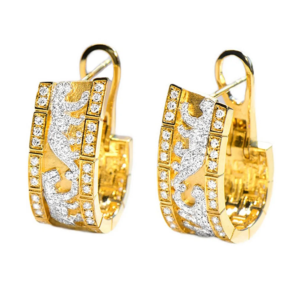 Diamond Walking Panther Hoop Earrings