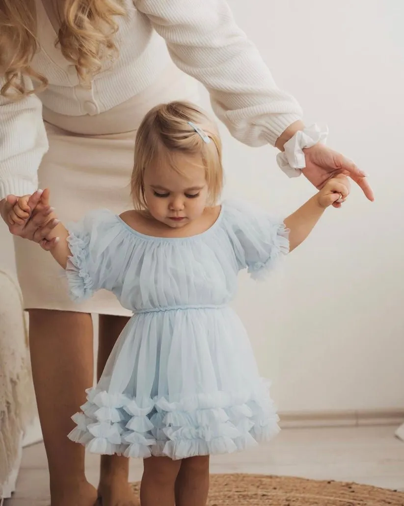 DOLLY Frilly Dress - Light Blue
