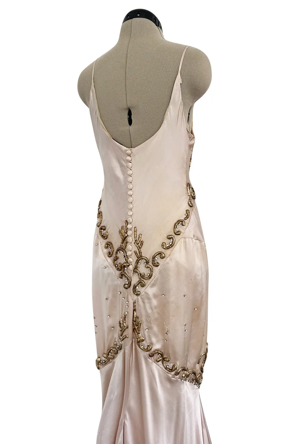 Dreamy 2004 Roberto Cavalli Pale Pink & Copper / Gold Wire Embellished Dress