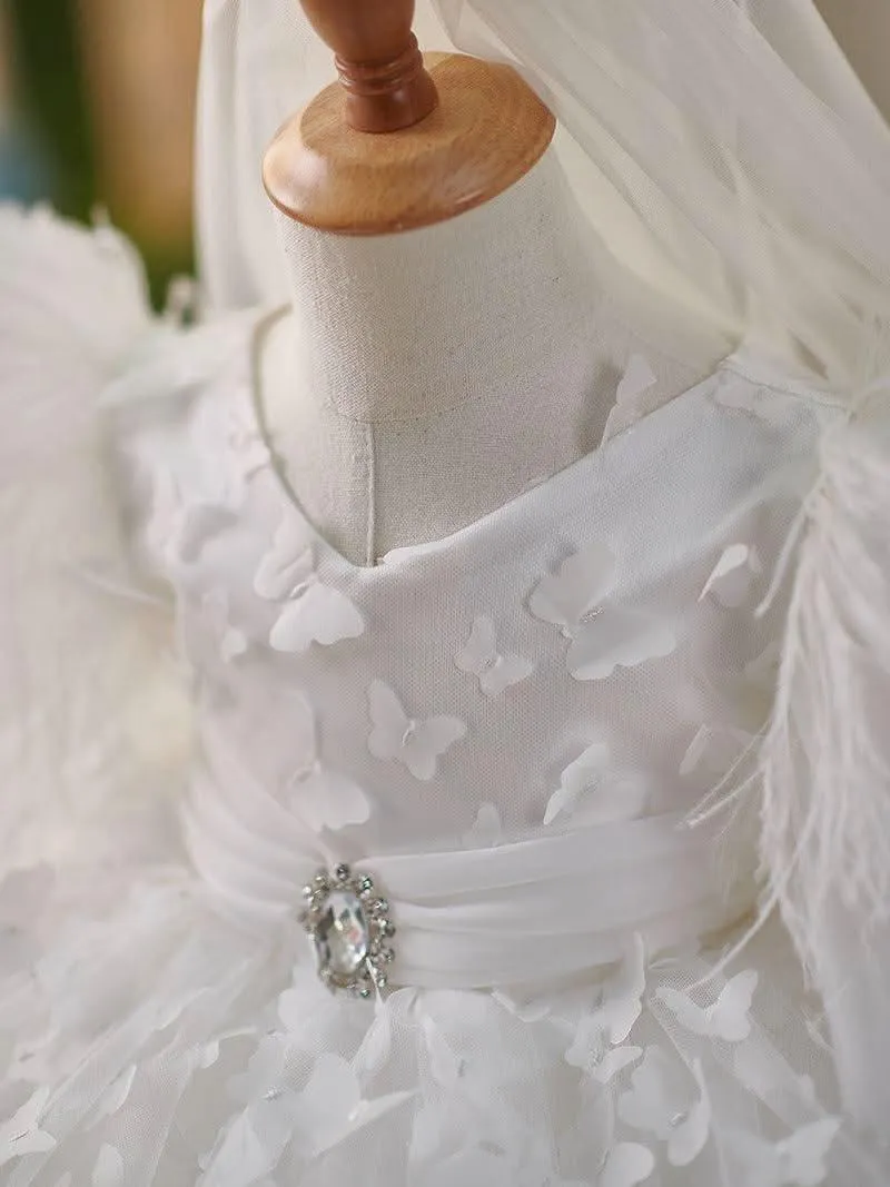 Dreamy Butterfly Fairy-tale Dress Delicate Floral Blue Tulle Dress