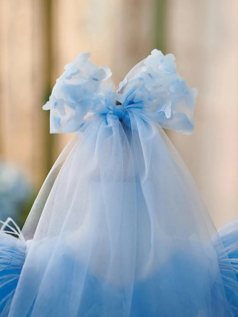 Dreamy Butterfly Fairy-tale Dress Delicate Floral Blue Tulle Dress