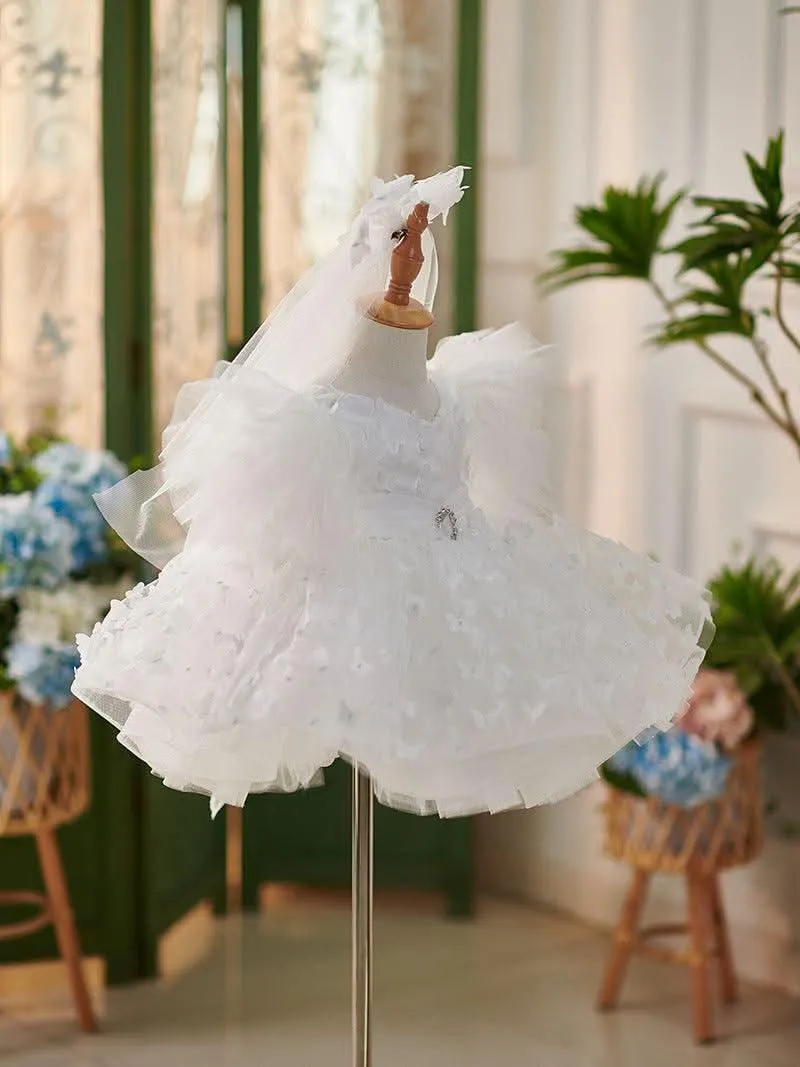 Dreamy Butterfly Fairy-tale Dress Delicate Floral Blue Tulle Dress