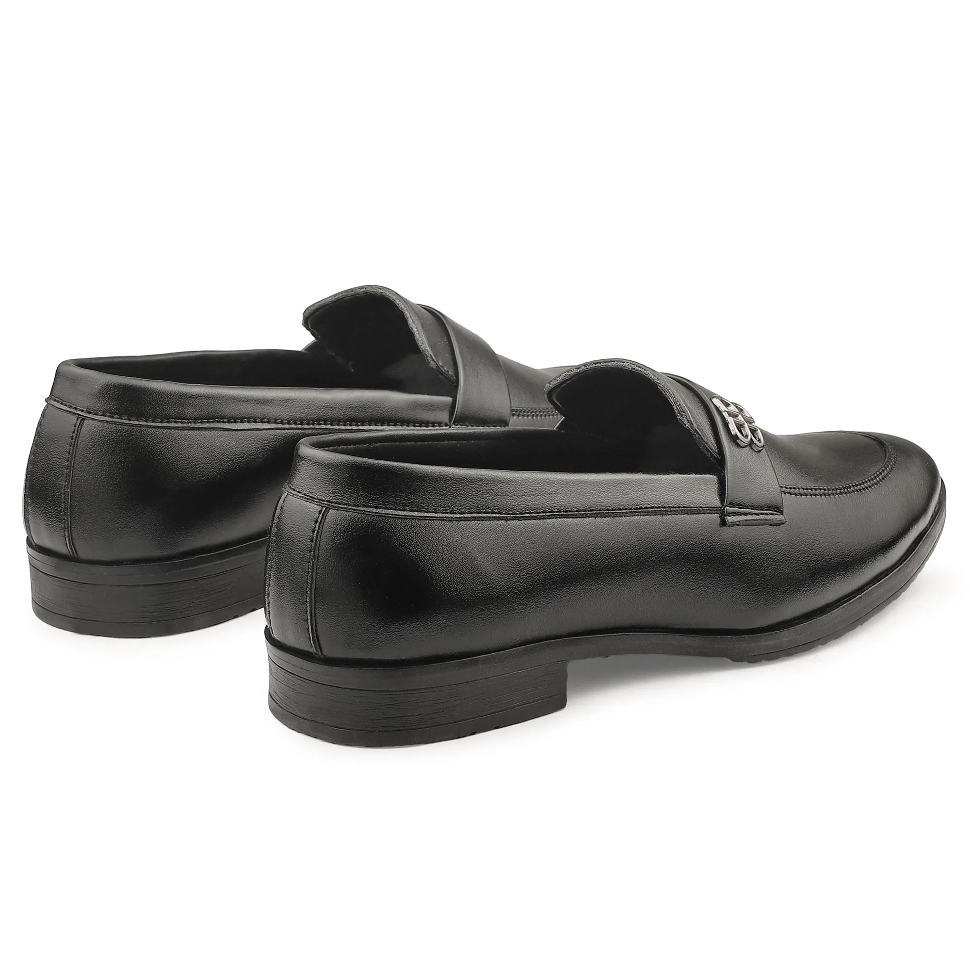 Dusk N Dazzling Black Loafer Shoes  For Men