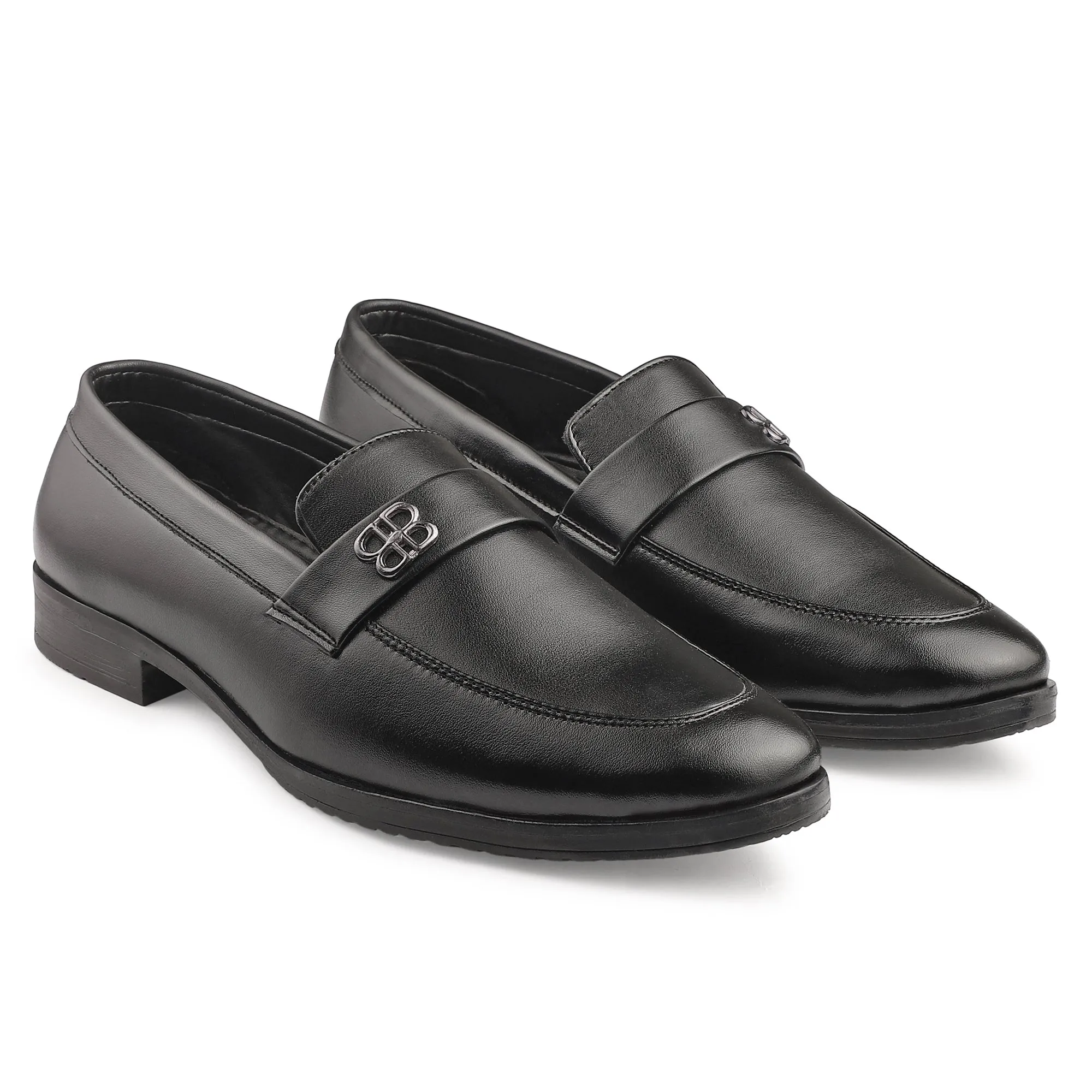 Dusk N Dazzling Black Loafer Shoes  For Men