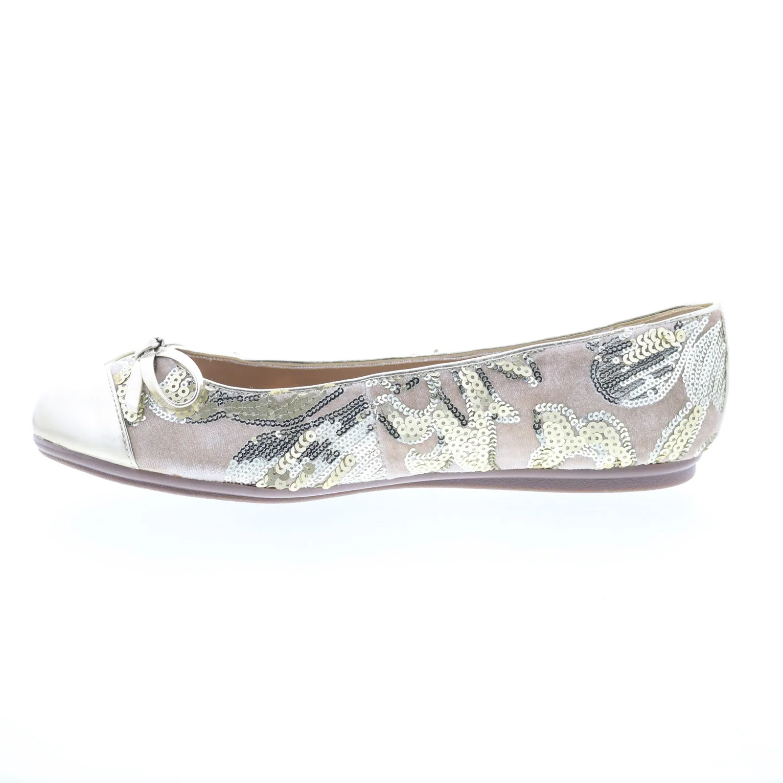Easy Spirit Gail 2 Martha Stewart Womens Gold Wide Ballet Flats Shoes