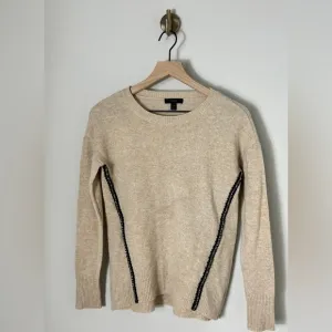 EUC J. Crew 100% Wool Sweater With Bling Stripe On Sides Size XXS.