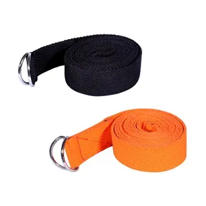 Footmate Socks Yoga Belt 1.5 Inches Yoga Props for Safe & Perfect Yoga Posture (Black-Orange, 1.5-inch)