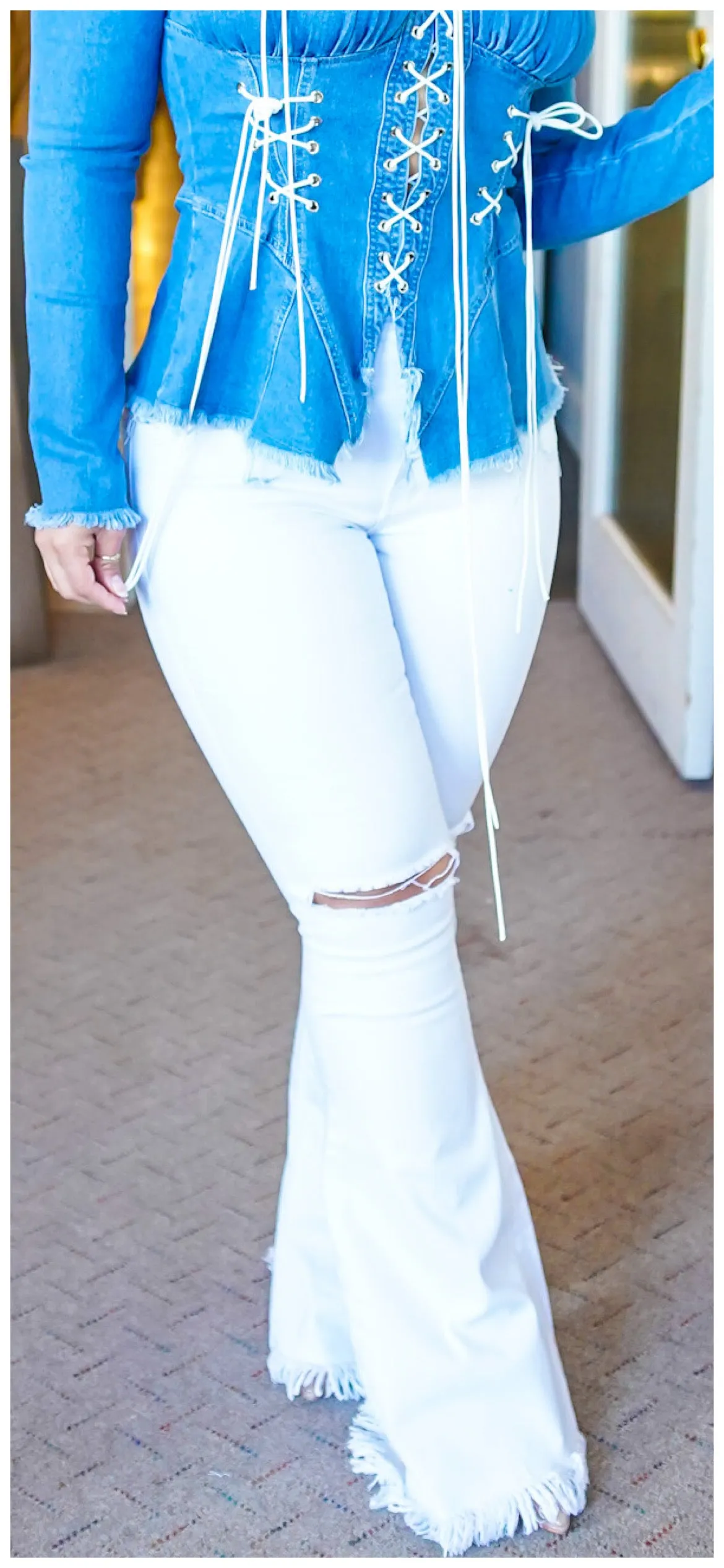 Funky Flare Distressed Wide Leg Jeans