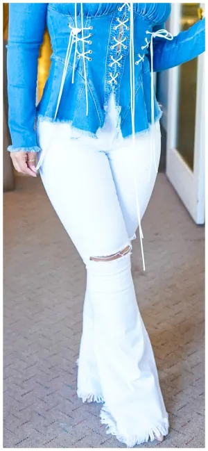 Funky Flare Distressed Wide Leg Jeans
