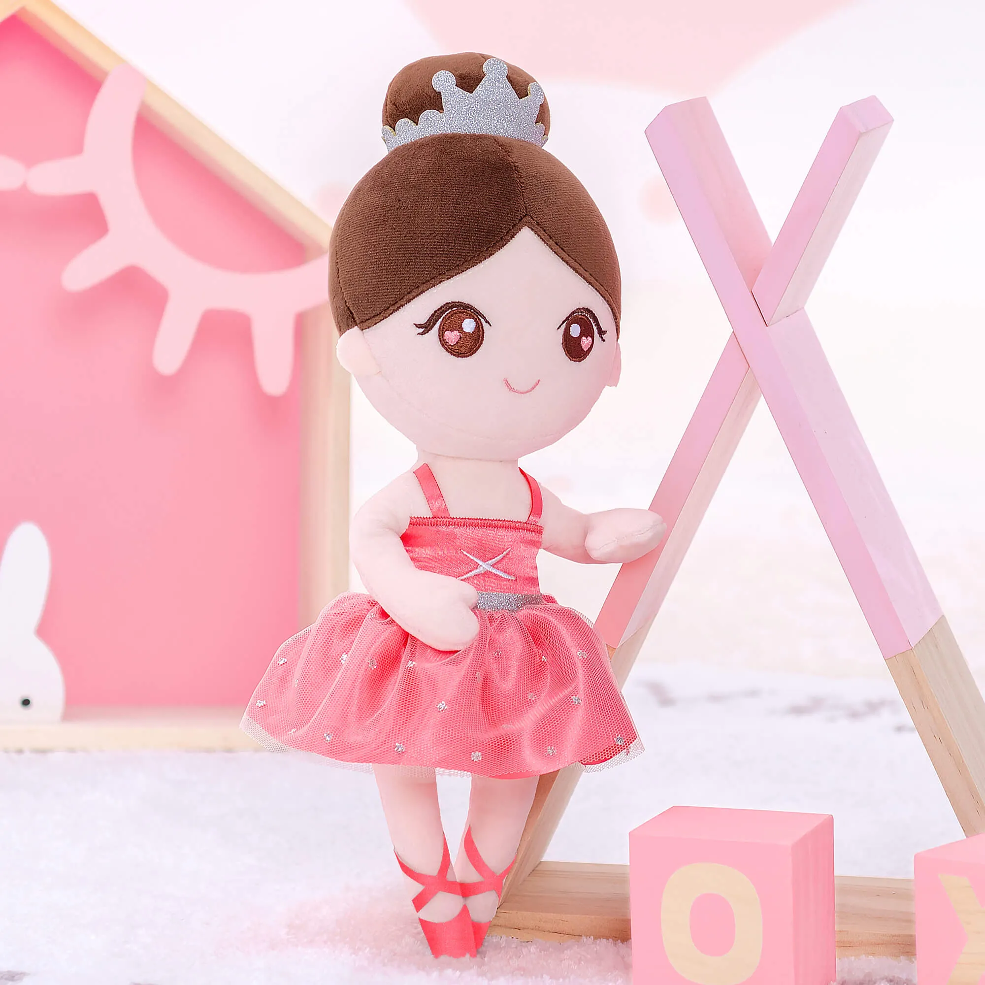 Gloveleya 13-inch Personalized Plush Dolls Ballerina Series Coral Powder Ballet Dream