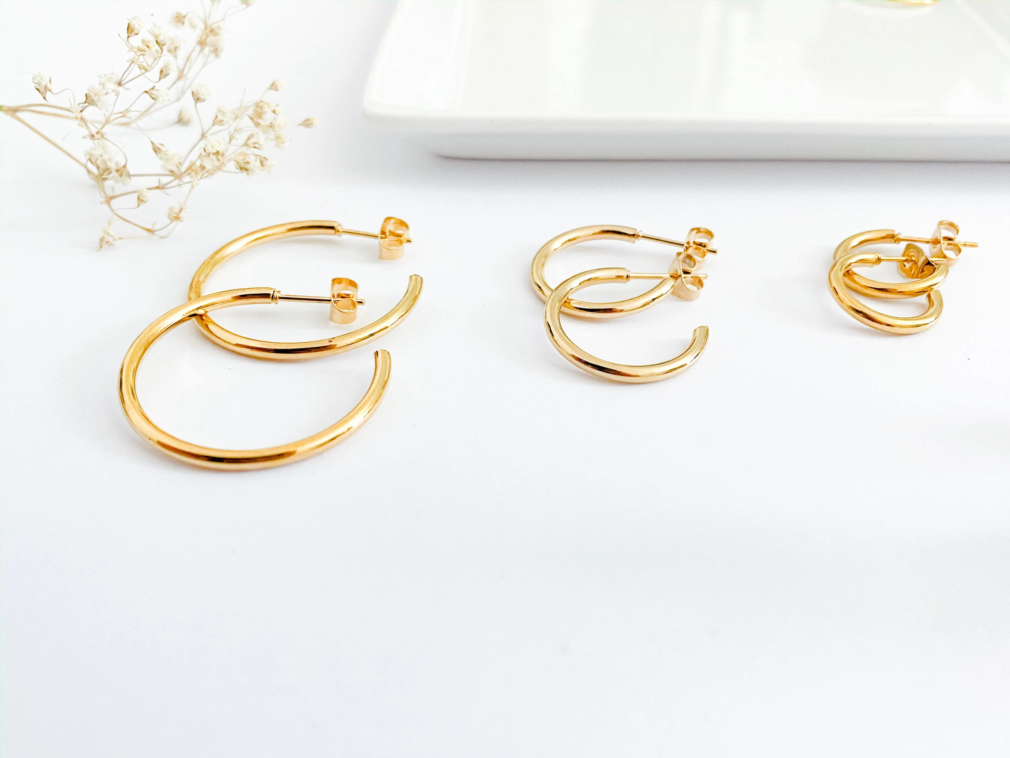 Gold Hoop Earrings 30mm