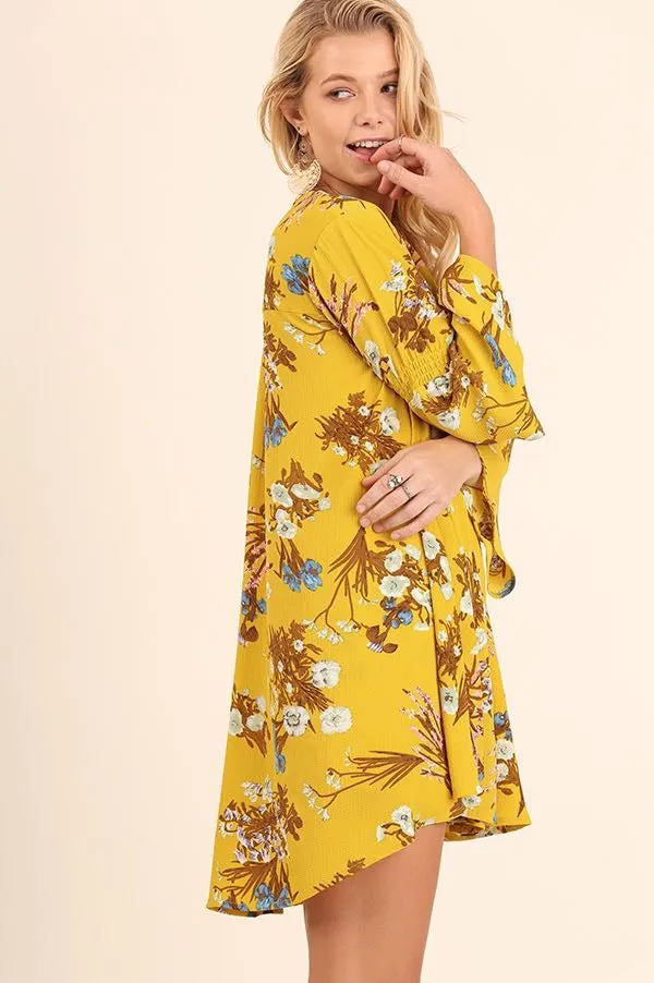 Golden Flare Sleeve Summer Maxi 1