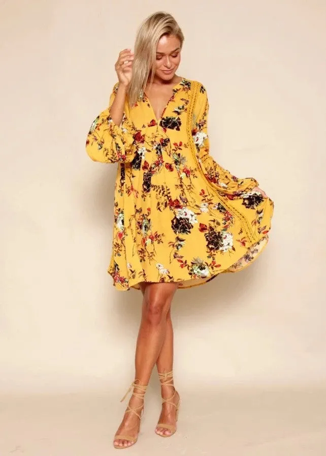 Golden Flare Sleeve Summer Maxi 1