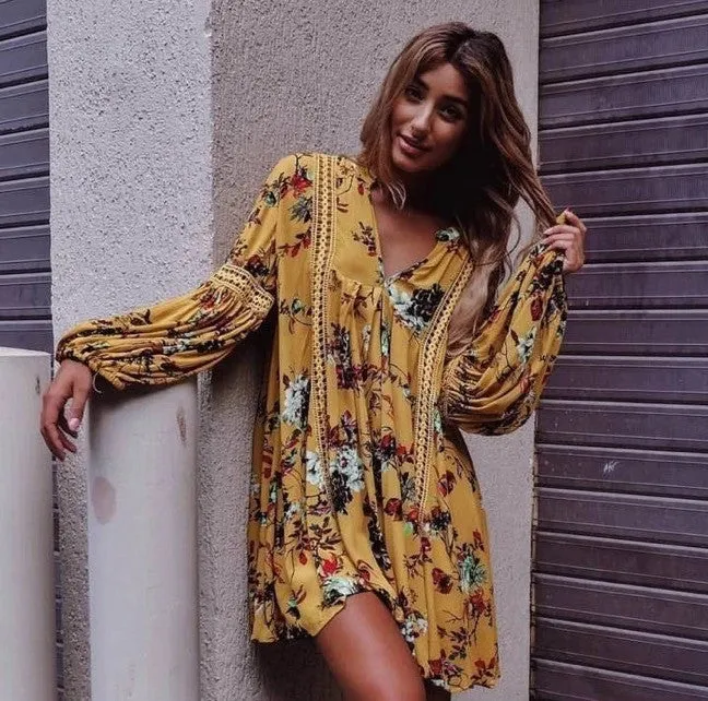 Golden Flare Sleeve Summer Maxi 1