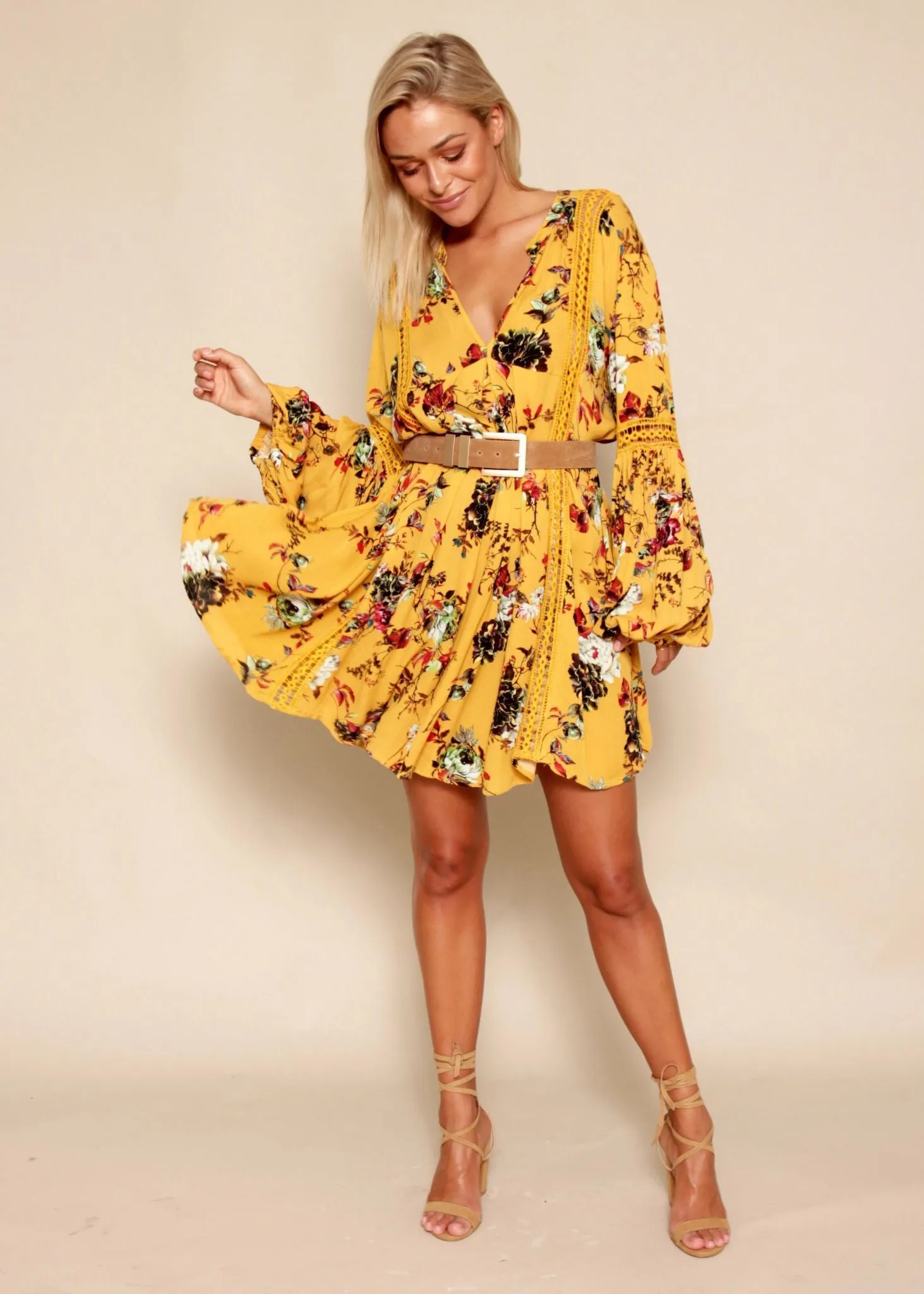 Golden Flare Sleeve Summer Maxi 1