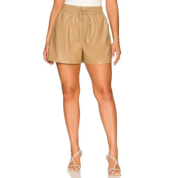 Good American Better Than Leather Short in Warm Caramel Tan Women's 0 XS