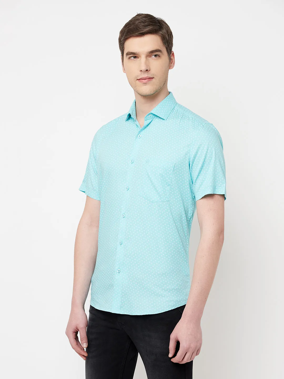 Green Printed Casual Shirt