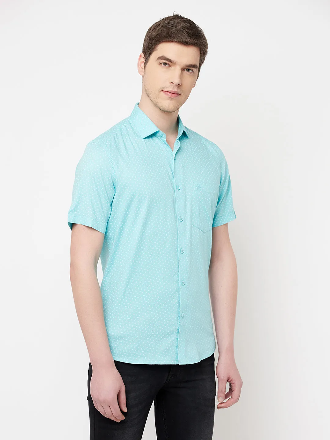 Green Printed Casual Shirt