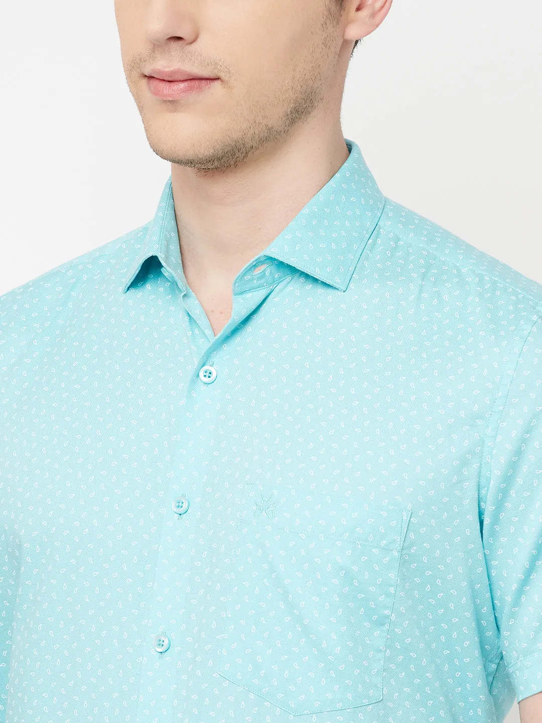 Green Printed Casual Shirt
