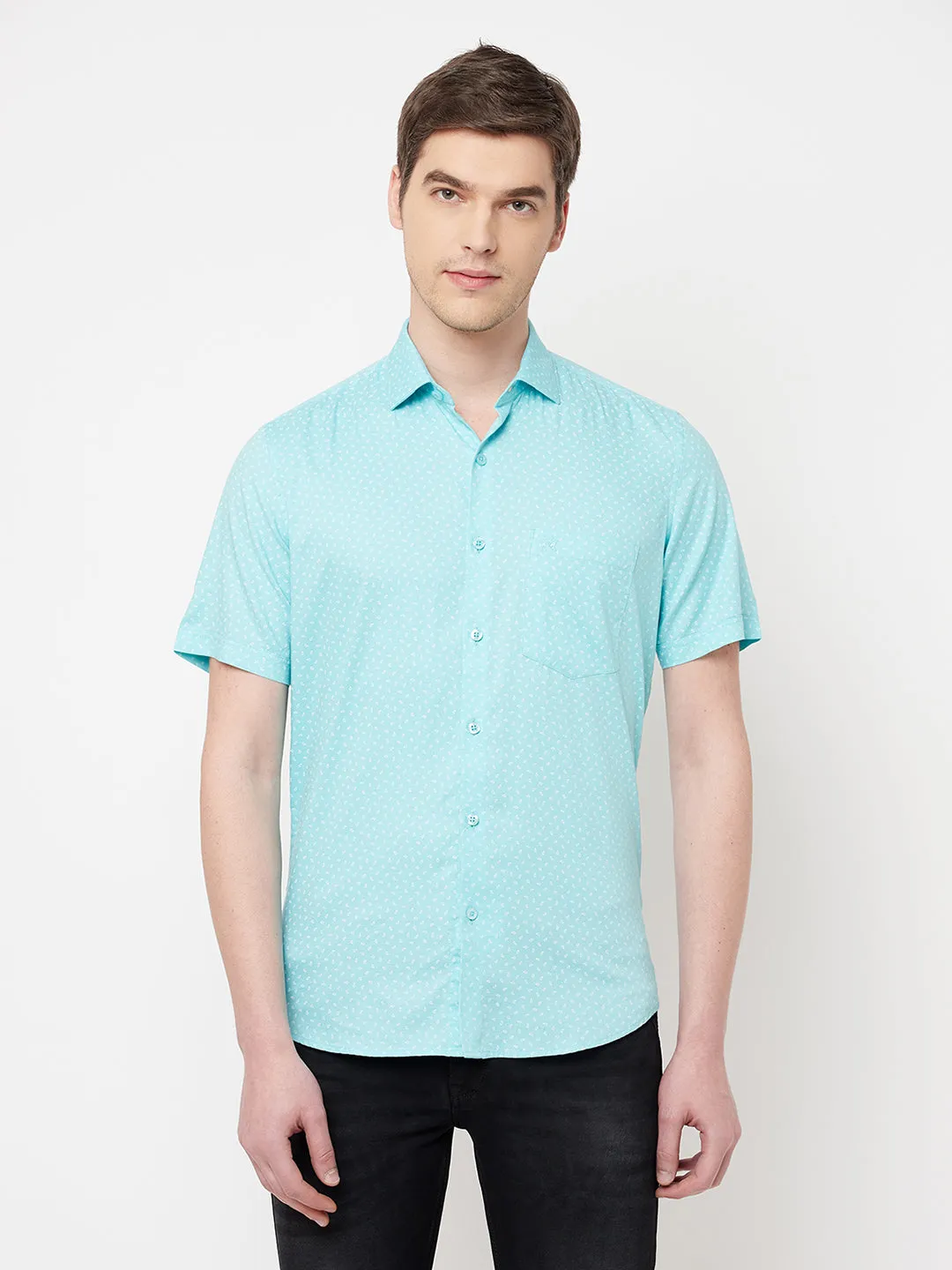 Green Printed Casual Shirt