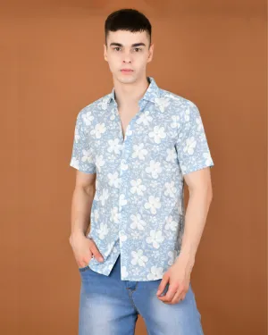 Grey floral jam cotton shirt