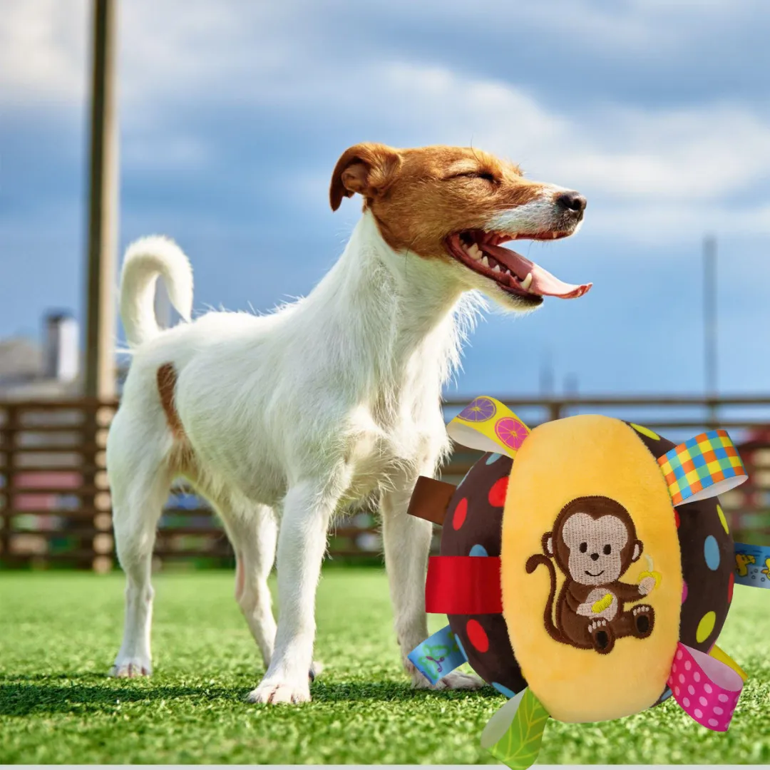 Interactive Rattling Plush Ball Toy - Keep Your Fur Babies Entertained