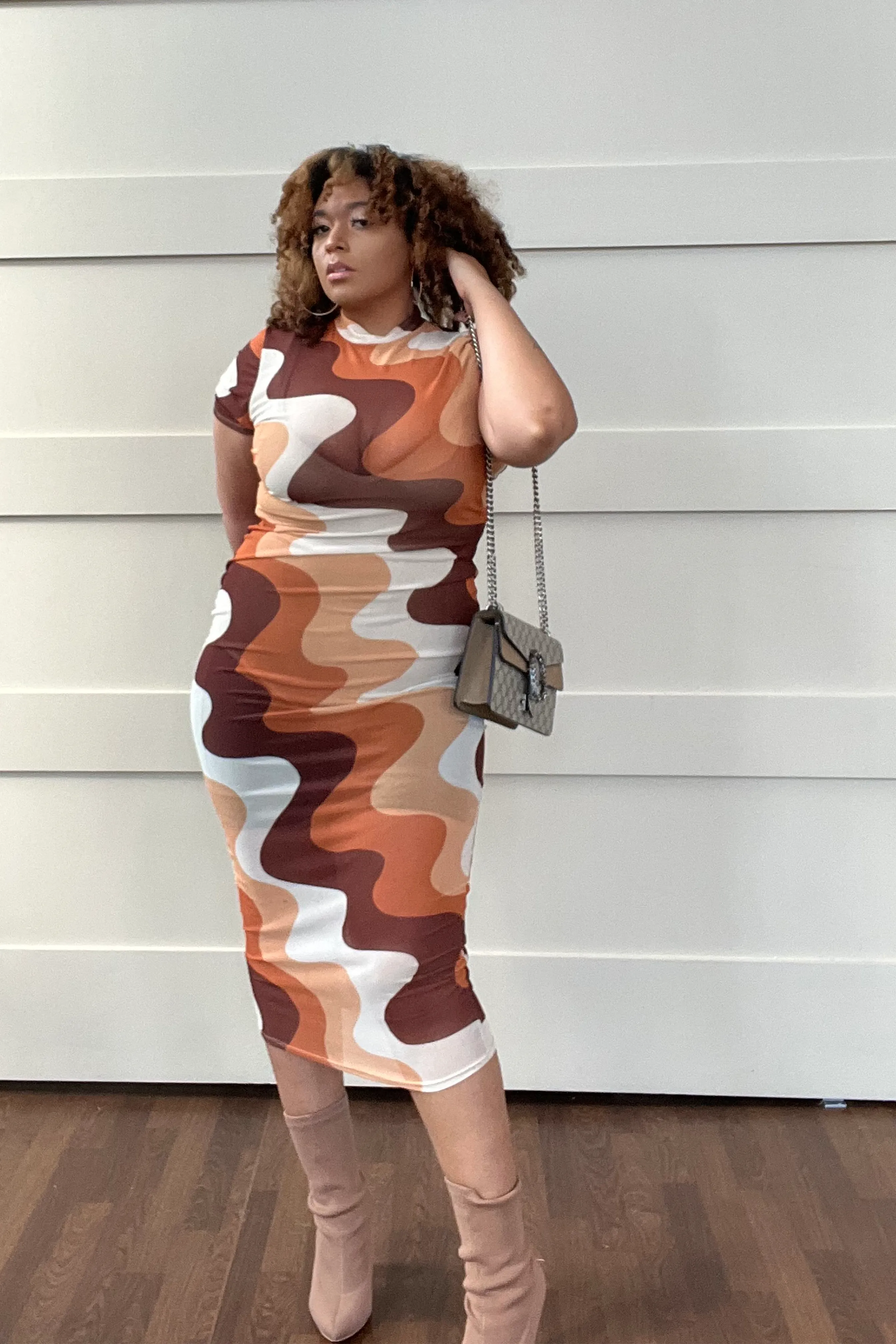 Jessica Sheer Mock Neck Midi Dress