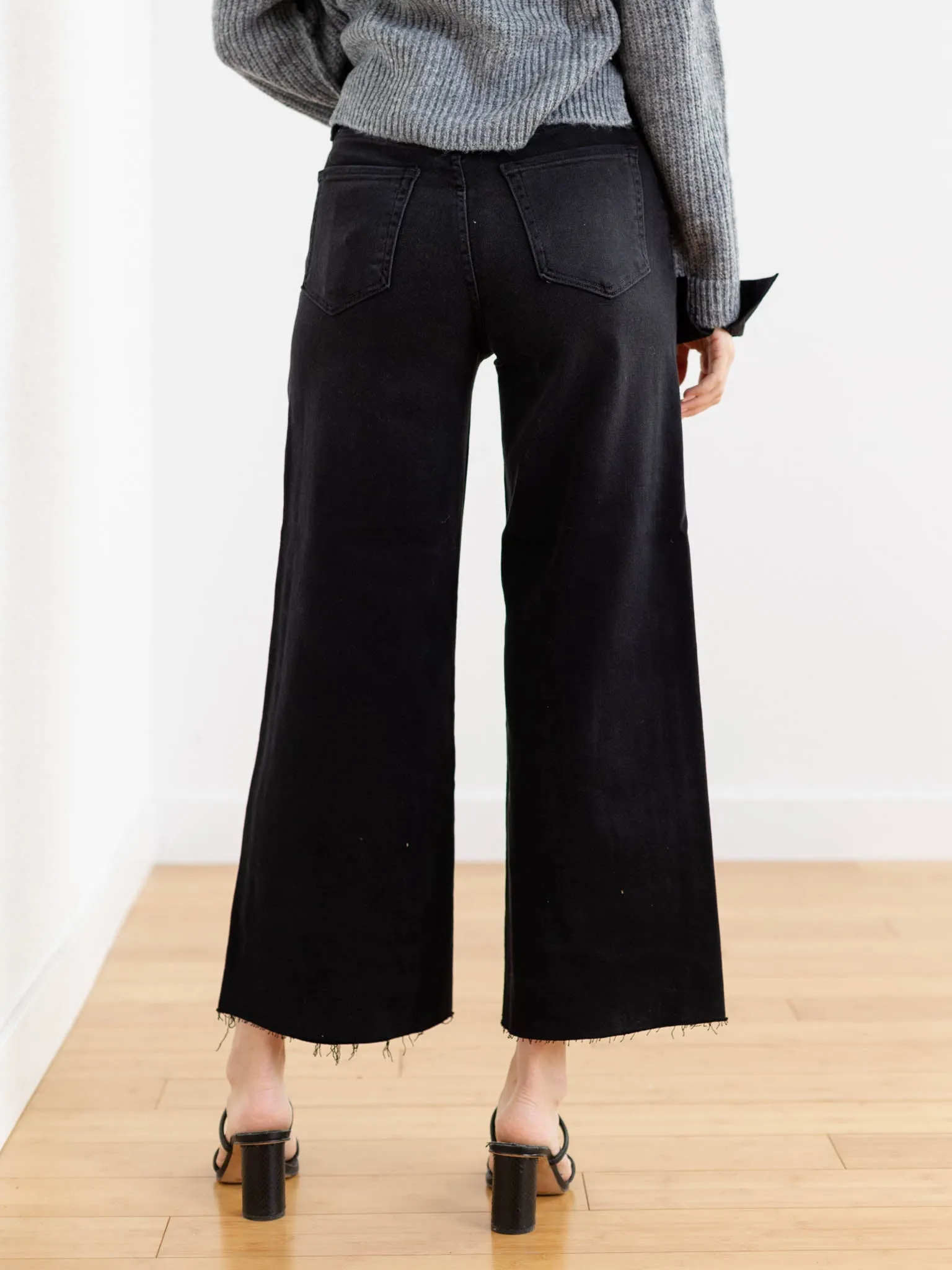 Just Black Washed Black Scissor Cut Wide Leg