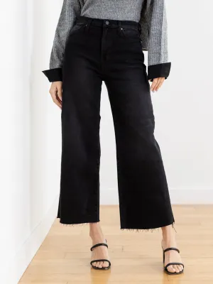 Just Black Washed Black Scissor Cut Wide Leg