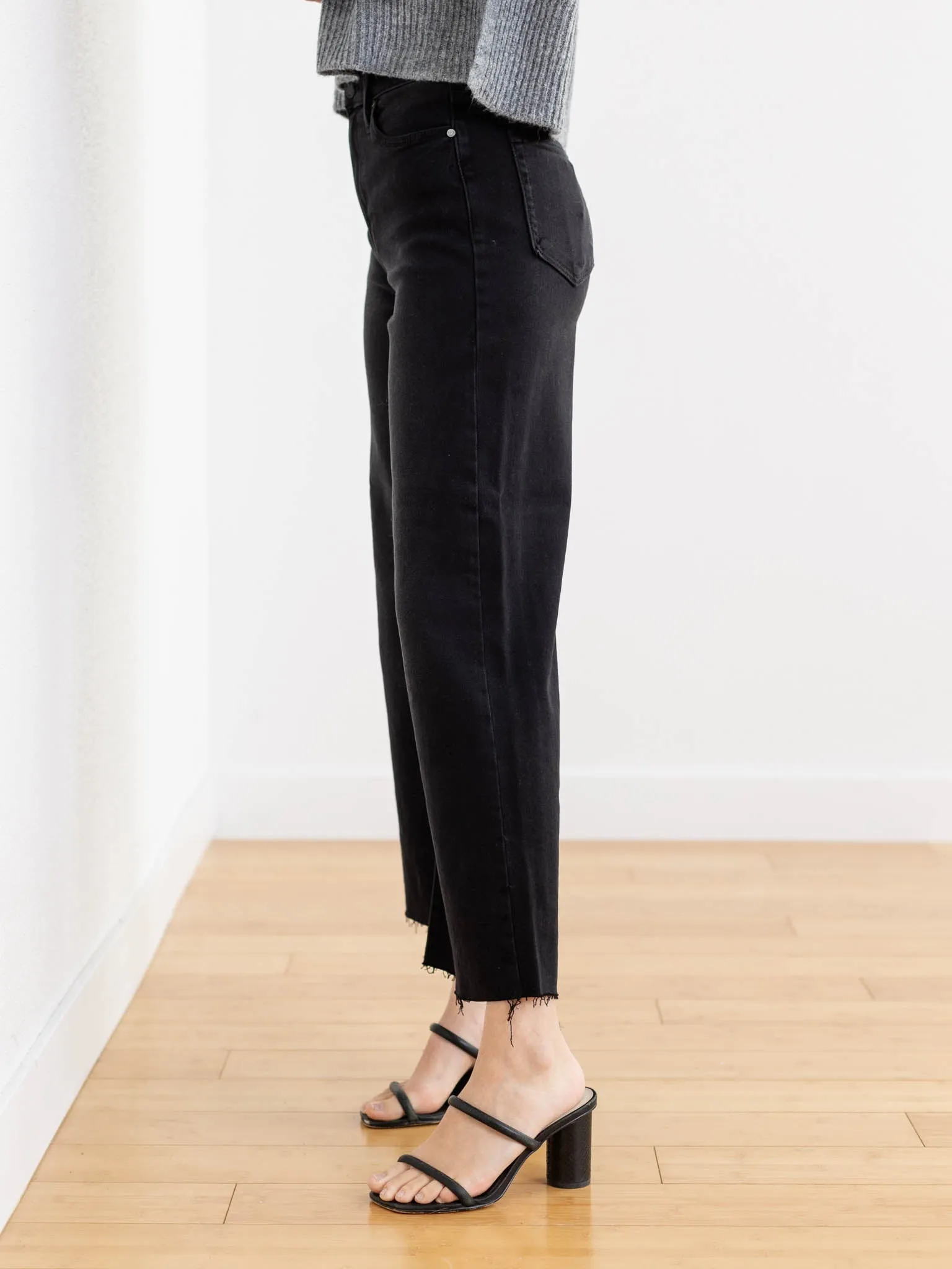 Just Black Washed Black Scissor Cut Wide Leg