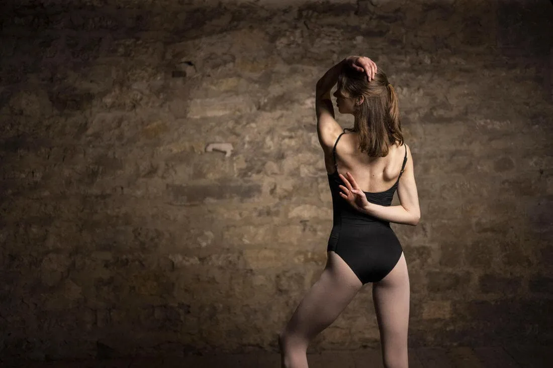 Justaucorps danse classique fines bretelles noir femme
