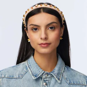 Lele Sadoughi Ballet Slipper Pink Embellished Seersucker Gigi Headband