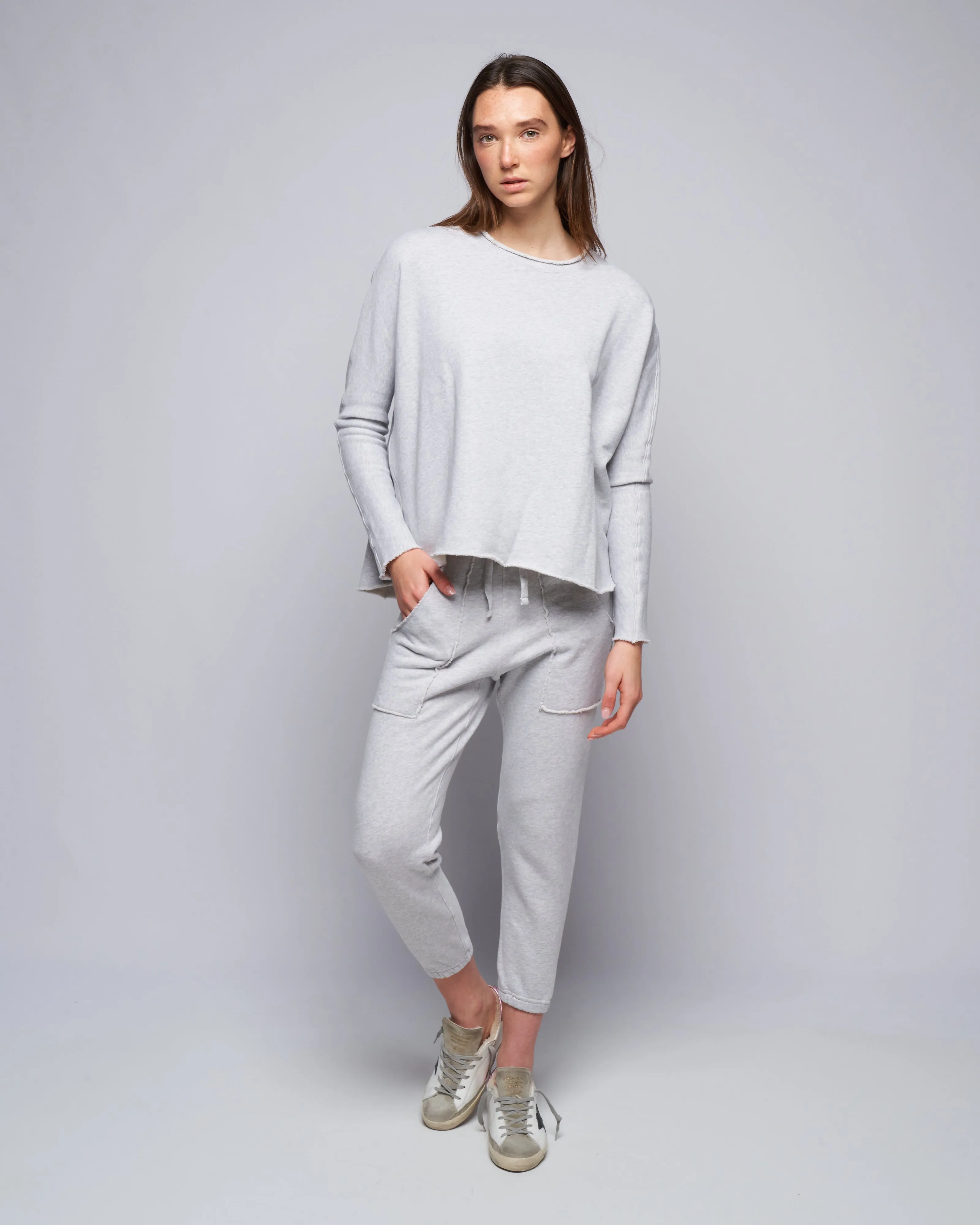 long sleeve capelet - gray melange