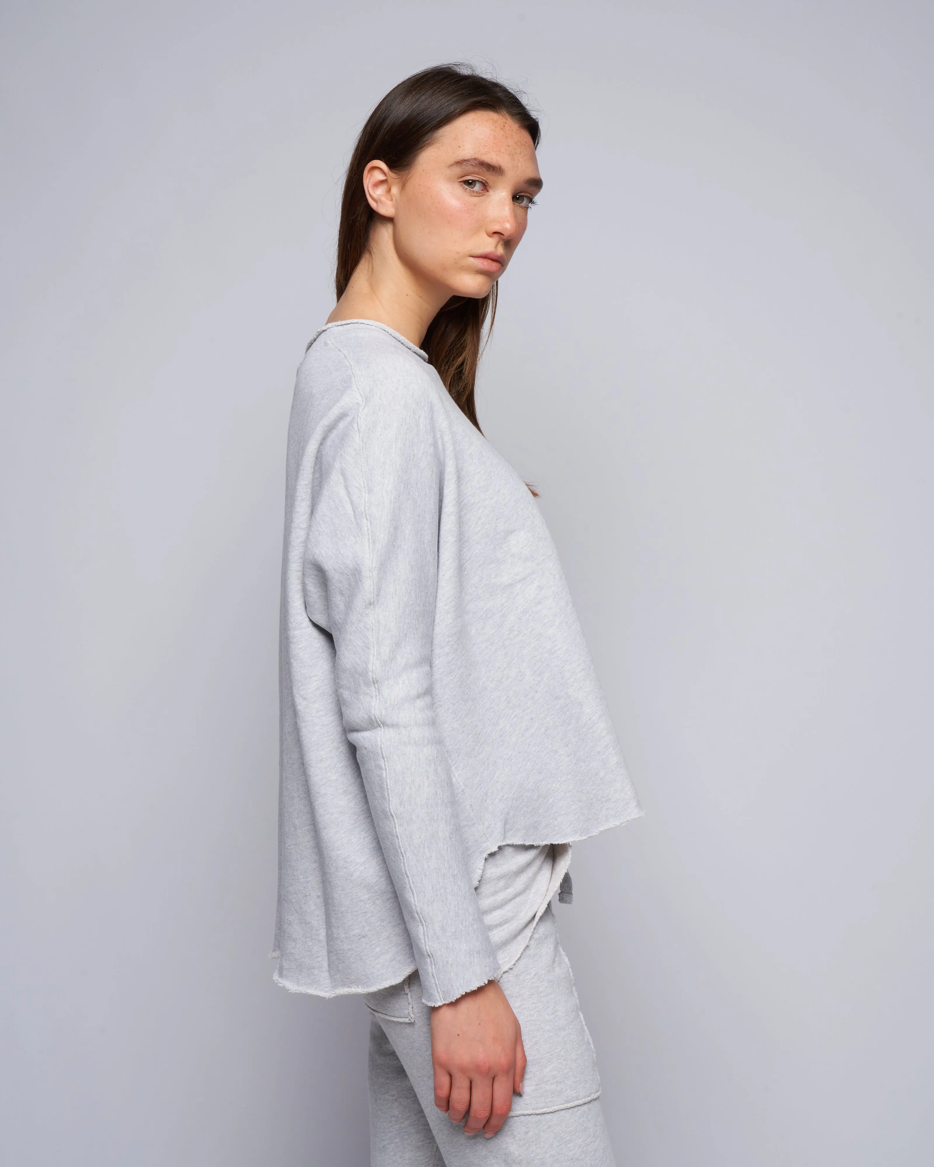 long sleeve capelet - gray melange