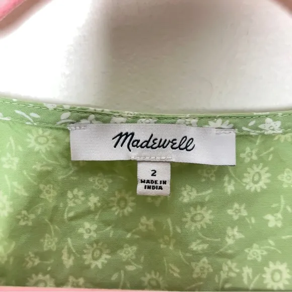 MADEWELL V-Neck Button-Front Mini Dress Ditsy Daze Seedling Green {Y17}