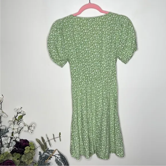 MADEWELL V-Neck Button-Front Mini Dress Ditsy Daze Seedling Green {Y17}
