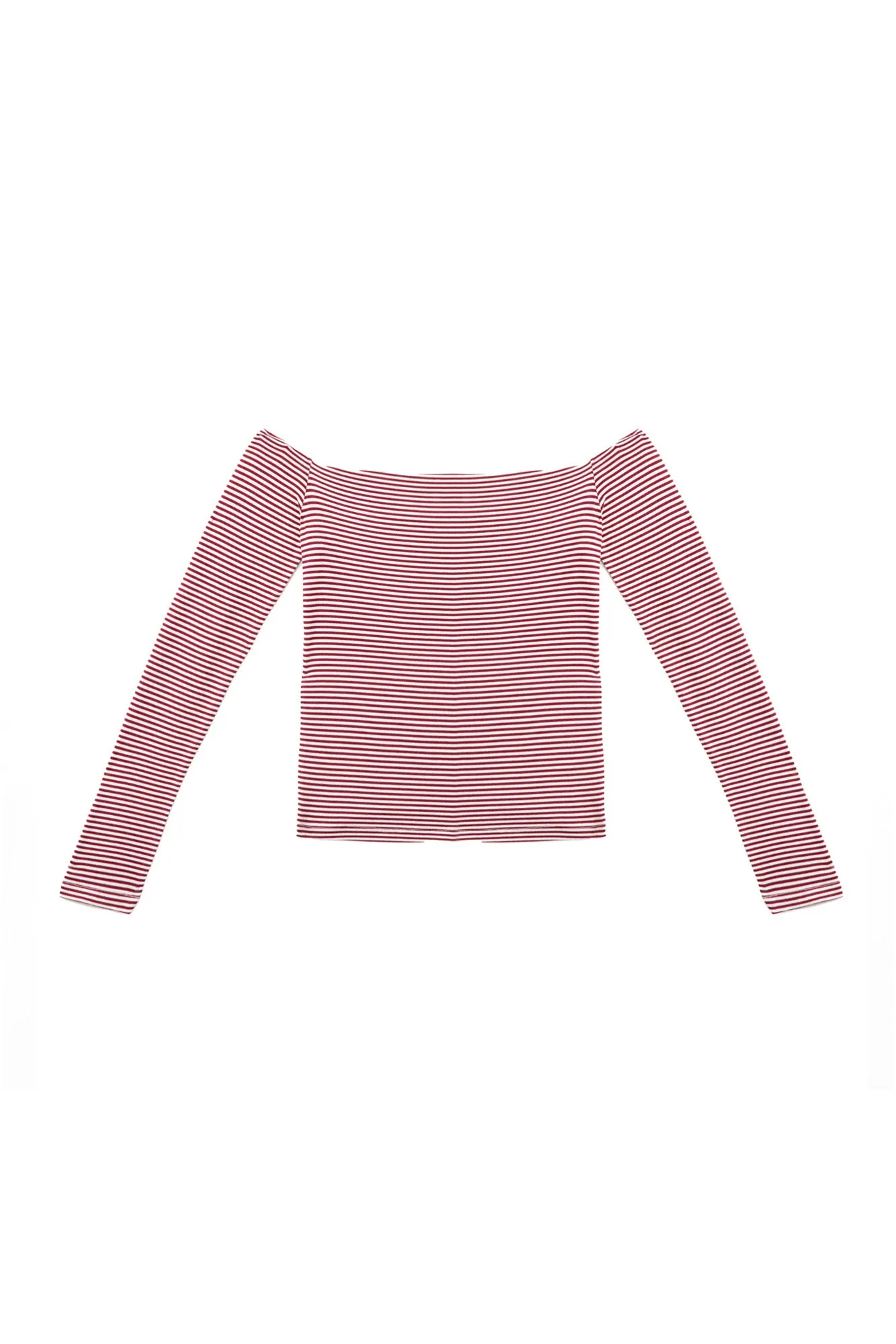 Maglia in viscosa a righe color latte e bordeaux