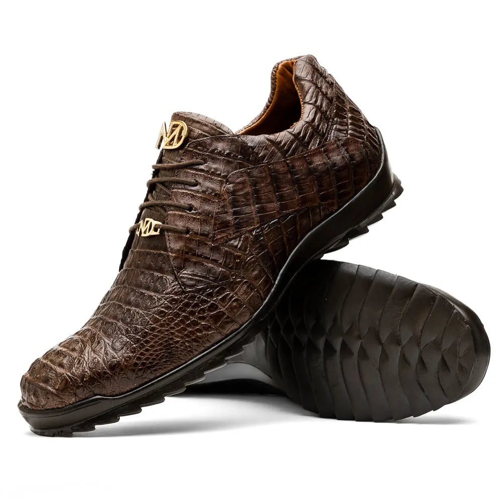 Marco Di Milano Kratos Men's  Brown Shoes Exotic Caiman Crocodile Sneakers