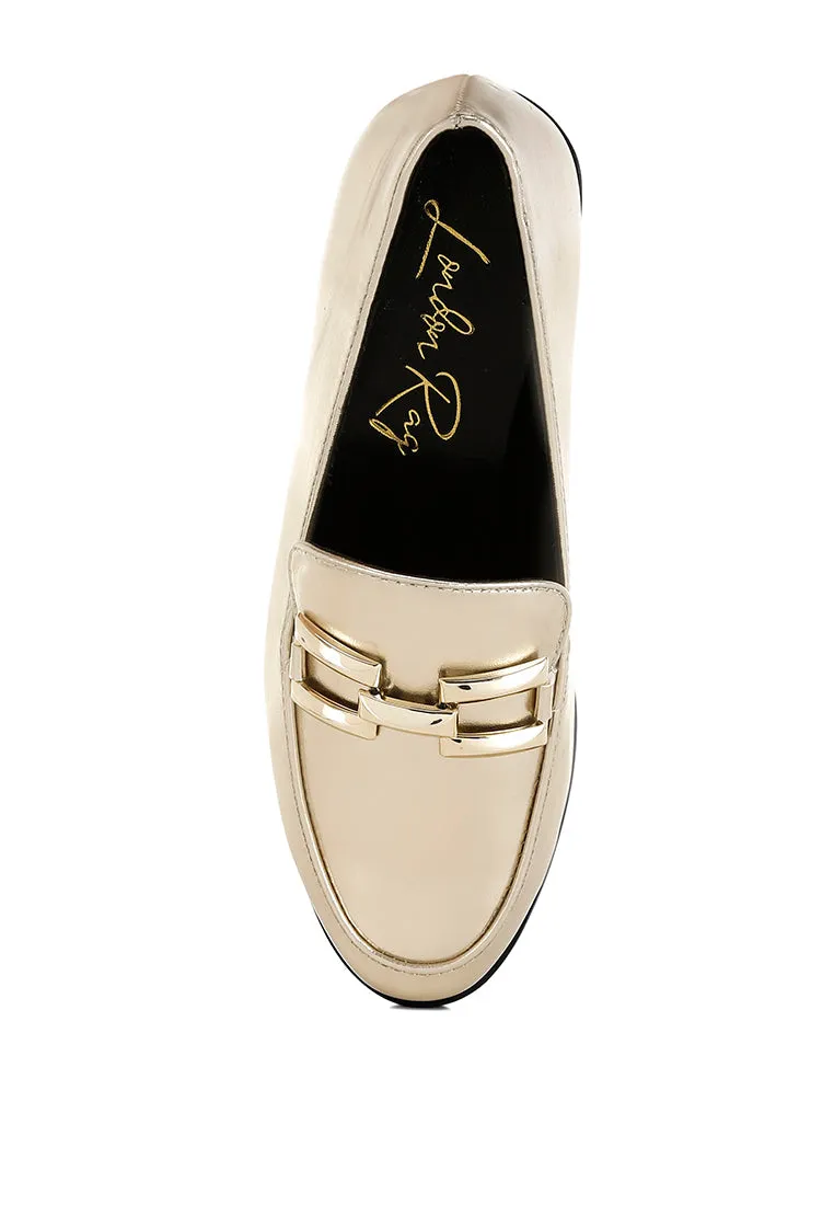 Melucine Metallic Horsebit Detail Loafers