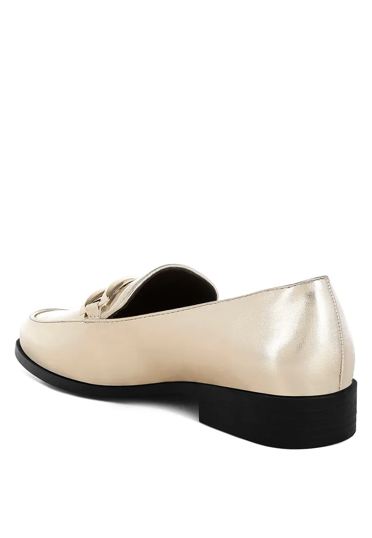 Melucine Metallic Horsebit Detail Loafers