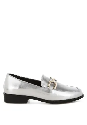 Melucine Metallic Horsebit Detail Loafers