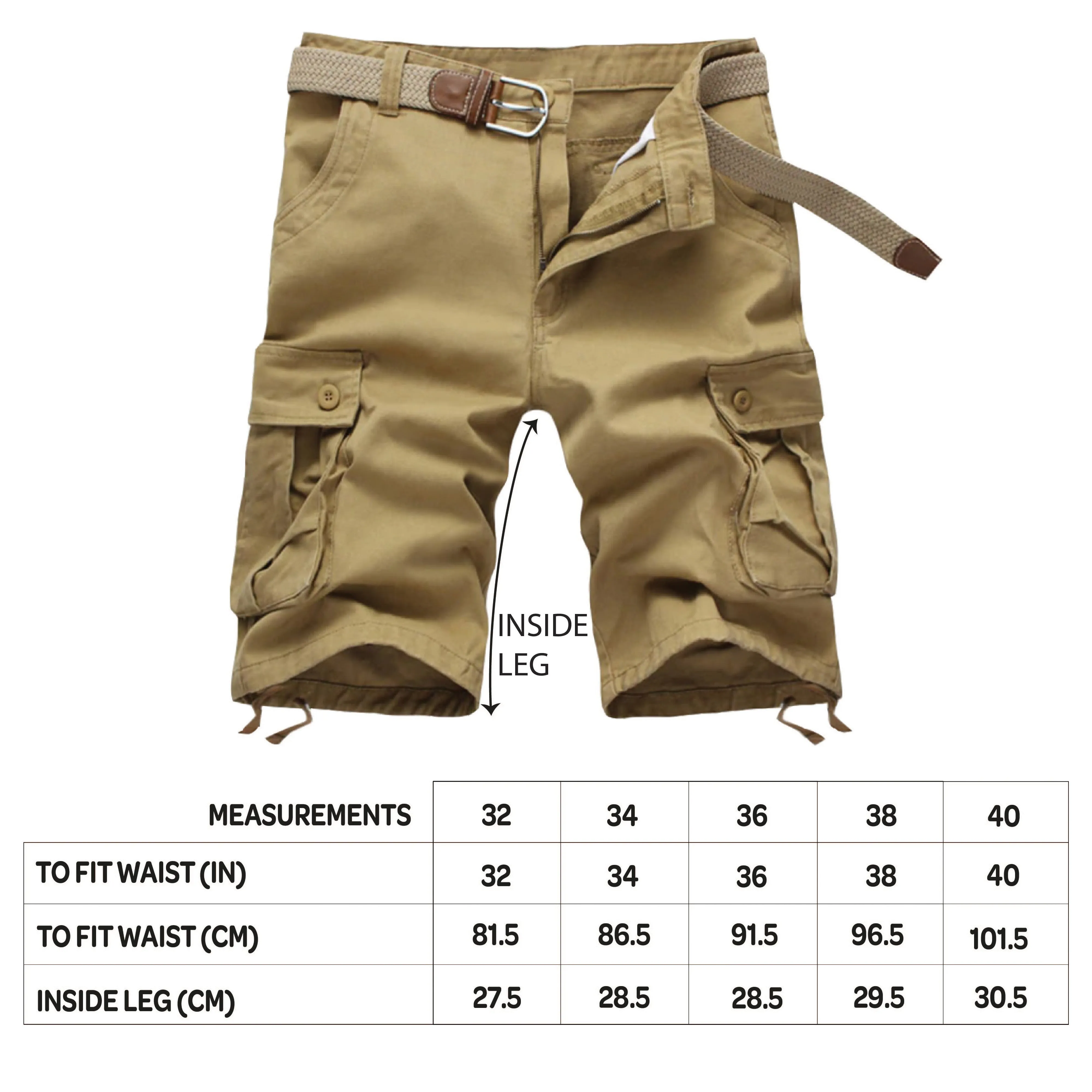 Men's Cargo Shorts - Beige
