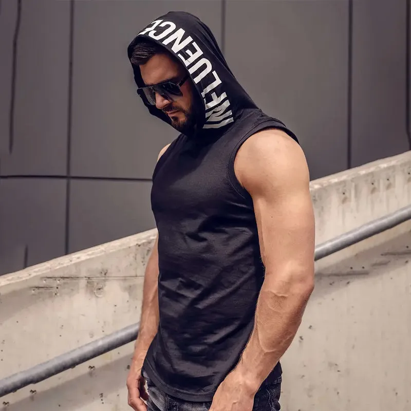 Mens Fashionable Hooded Sleeveless Vest
