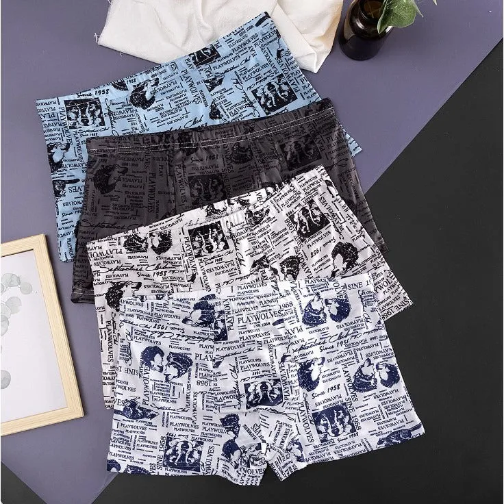 Men's ice silk mesh text comfortable underwear (Set of 4))