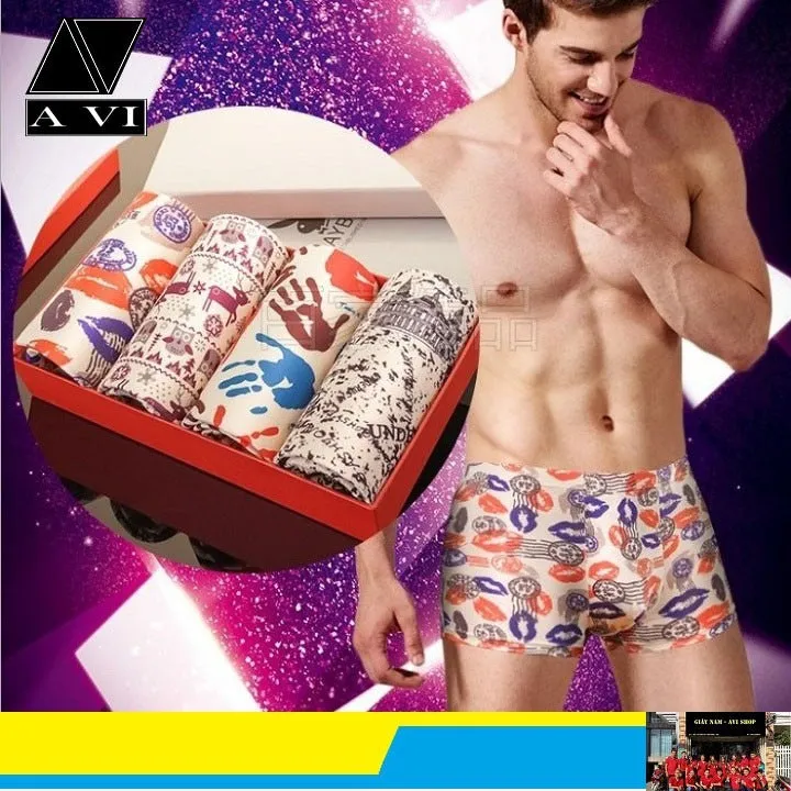 Men's ice silk mesh text comfortable underwear (Set of 4))