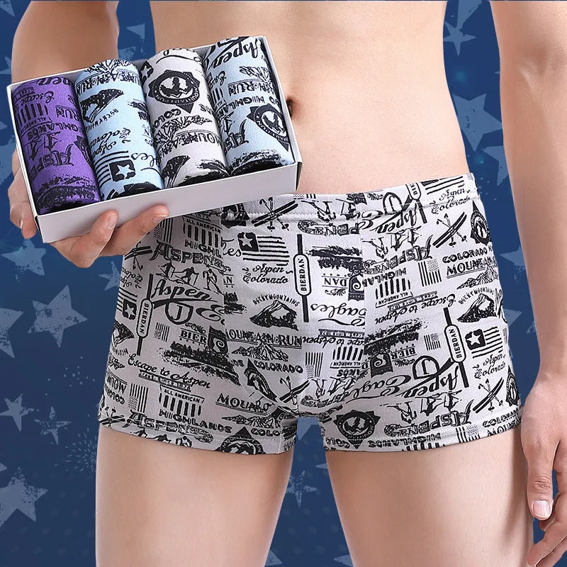 Men's ice silk mesh text comfortable underwear (Set of 4))